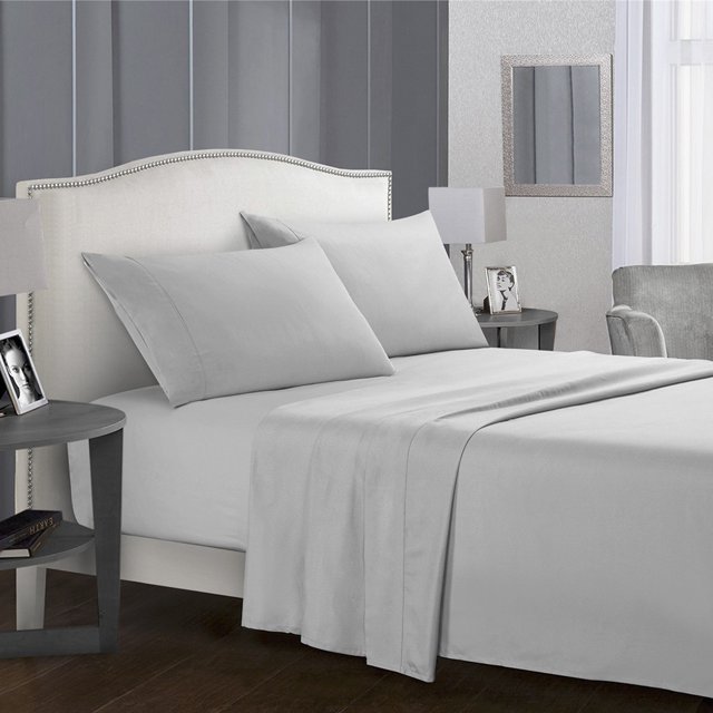 Topcobe Solid Color Bed Sheet Set for Adults Teens, King Size Light Gray