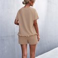 thumbnail image 5 of Birdeem Womens Spring and Summer Plain Round Neck Ruffle Short Sleeve Shorts Casual Suit, 5 of 5