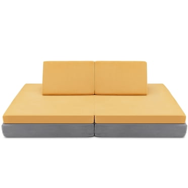 Costway 4-Piece Convertible Kids Couch or 2 Chairs Toddler to Teen Sofa and Play Set