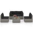 thumbnail image 4 of Gymax 5PCS Patio Sectional Sofa Couch PE Rattan Conversation Set Outdoor Black, 4 of 6