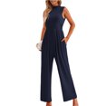 thumbnail image 1 of YTDSCS Womens Sleeveless Jumpsuits Summer One Piece Wide-Leg Pants Women's Solid Color Rompers with Pocket S-2XL, 1 of 7