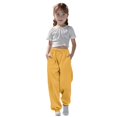 thumbnail image 1 of WENXIAOO Teen Boys Sweatpants Drawstring Jogger Sweatpants With Pockets Solid Color Yellow Sweatpants Girls Kids Spring Fall Sweatpants Size 13-14 Years, 1 of 7