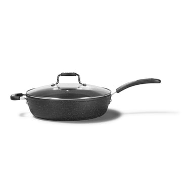 Starfrit The Rock 12'' (30cm) Non-Stick Jumbo Cooker Pan with Lid, Durable Forged Aluminum, Oven Safe, PFOA Free, Easy to Clean, Black