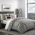 Eddie Bauer Mountain Plaid Duvet Cover Set Full/Queen Black