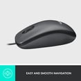thumbnail image 2 of Logitech M100 Wired USB Mouse, 3-Buttons,1000 DPI Optical Tracking, Ambidextrous, Compatible with PC, Mac, Laptop - Gray, 2 of 6