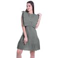 thumbnail image 2 of Moomaya Womens Ruffle Sleeve A,Line Schiffli Dress Solid Designer Party Dress, 2 of 6