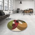 thumbnail image 4 of Ahgly Company Tapis de Zone Rond d'Intérieur Lavable à la Machine, Transitionnel, Feuille d'Automne, Brun Vert, 5 Pieds Rond, 4 of 7