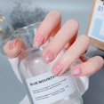thumbnail image 4 of HLONK 24Pcs Gel Press on Nails  Gel French Long Fake Nails  Press on Tips With Glue  Rhinstone with Butterfly  NO.13, 4 of 7