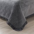 thumbnail image 2 of JML Velvet Quilt Set Queen Size 3 Pieces, Soft Velvet Diamond Pattern Bedspread Coverlet Quilted Bedding Set, with 2 Pillow Shams,Dark Gray, 2 of 7