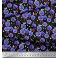 thumbnail image 2 of Soimoi Purple Velvet Fabric American Robin,Insect & Flower Print Sewing Fabric BTY 58 Inch Wide, 2 of 3