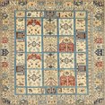thumbnail image 1 of Ahgly Company Tapis d'Intérieur Carrés Abstraits Kaki et Or, Tapis de Zone Abstraits, 6 Pieds Carré, 1 of 6