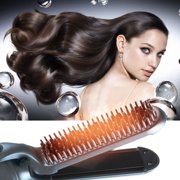 EGNMCR 2in1 Portable Comb For Straight And Curly Hair With 10s Fast Heating 400°F, Professionasl Ceramic Straightening Curling Iron With Automatic Shut Off curling iron