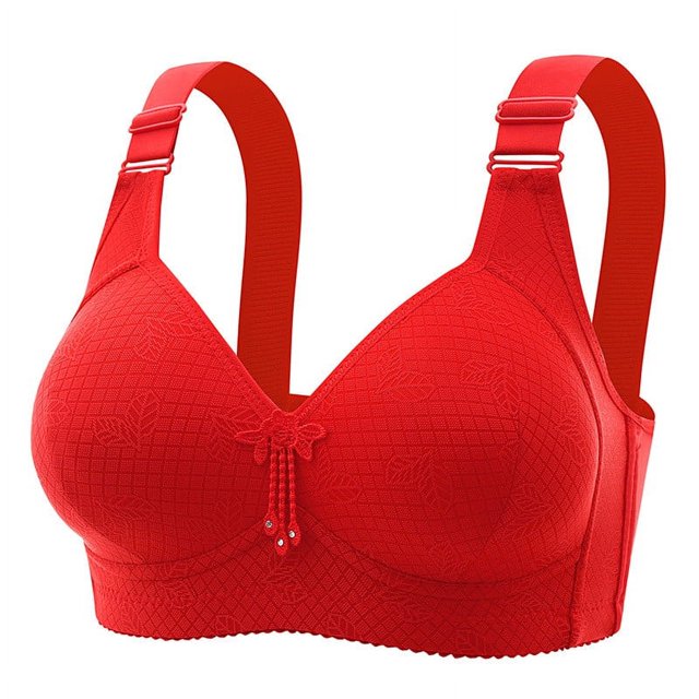 Bigersell Bras for Women Full-Coverage Wire-Free Bra Style T-10 Non-Slip Support Bra T-10-Red
