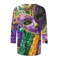 thumbnail image 4 of Penkiiy Blouse de Carnaval pour Femmes Mardi Gras Mode Imprimé Décontracté Col Rond Manches 3/4 T-shirt Blouse 3TG Multicolore, 4 of 5