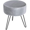 thumbnail image 3 of ® Velvet Footrest Stool, Round Mid-Century Modern Luxe Velvet Ottoman, Footstool Side Table, Removable Metal Leg Design (Gray), 3 of 5