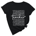 thumbnail image 2 of SMihono Hauts pour Femmes Été Chic Décontracté Mode pour Femmes Ample Col Rond Chandail à Enfiler de Base Fête des Enseignants Mignon Imprimé Manches Courtes Haut T-Shirt T-Shirt Oversize pour Femmes 2023, 2 of 7