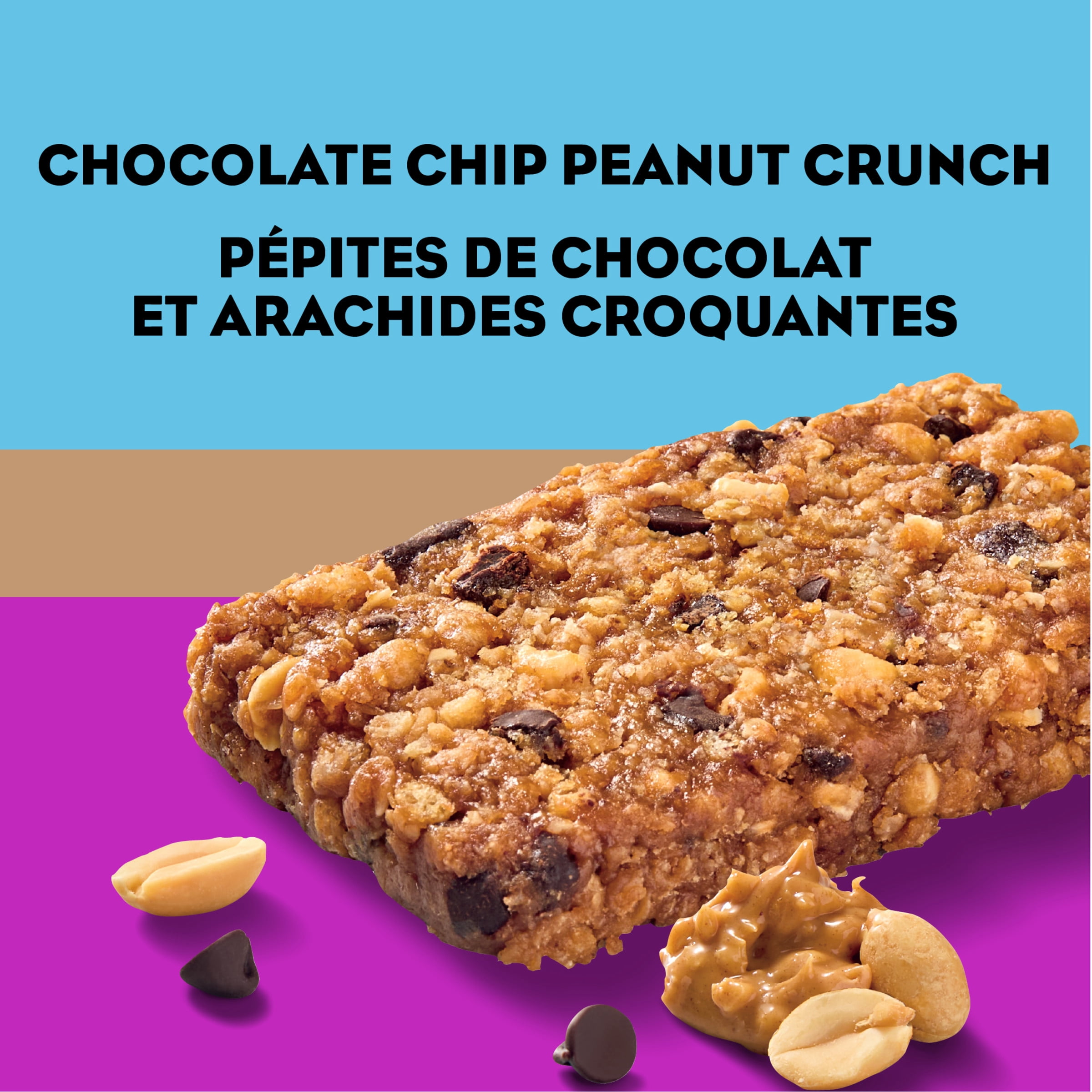 CLIF BAR Barres Énergétiques, Pépites de Chocolat et Arachides Croquantes, Barre Granola, Riche en Protéines, Collations, Barres Déjeuner, Contient 70 % d'Ingrédients Biologiques Boîte de 10 Barres