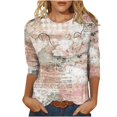 thumbnail image 2 of TIMIFIS Hauts pour Femmes Manches 3/4 Décontractés Coupe Ample Tuniques Col Rond T-shirt Automne, 2 of 5