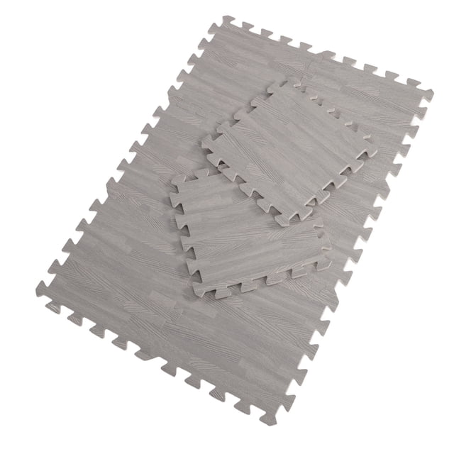 OUNONA 8Pcs Soft Grey Foam Puzzle Floor Mats Portable Interlocking Work Out Mats