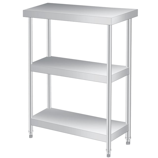 Edtara Stainless Steel 3-Tier Shelving Unit, 400lbs Load Capacity Storage Shelf With Adjustable Leveling Feet, Ideal for Home Kitchens, Commercial Pantries and Garage Organization