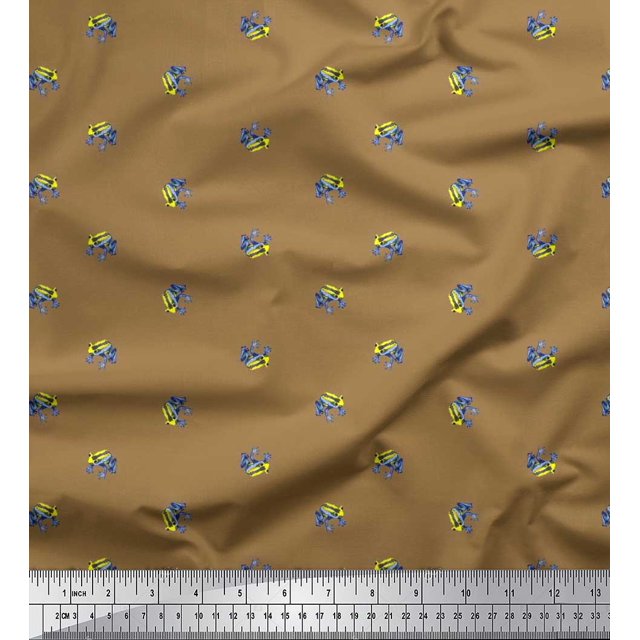 Soimoi Velvet Fabric Frog Animal Print Fabric by Yard 58 Inch Wide