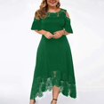 thumbnail image 3 of CHUANK Robes Maxi d'Été Grande Taille pour Invitée de Mariage Robe en Dentelle à Empiècements Épaules Dénudées Longues Robes Manches Courtes, 3 of 7