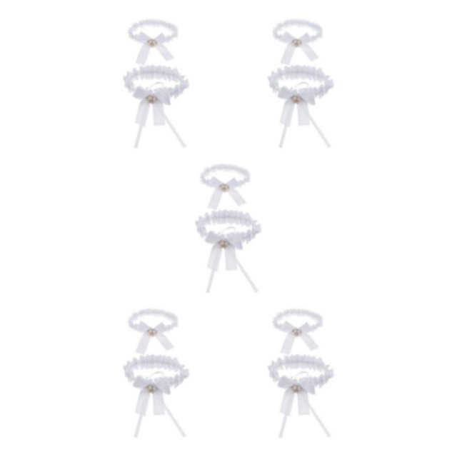 relayinert Beautiful Womens Lace Flower Leg Garter Belt Rings Exquisite and Charming White 33cm 5Set