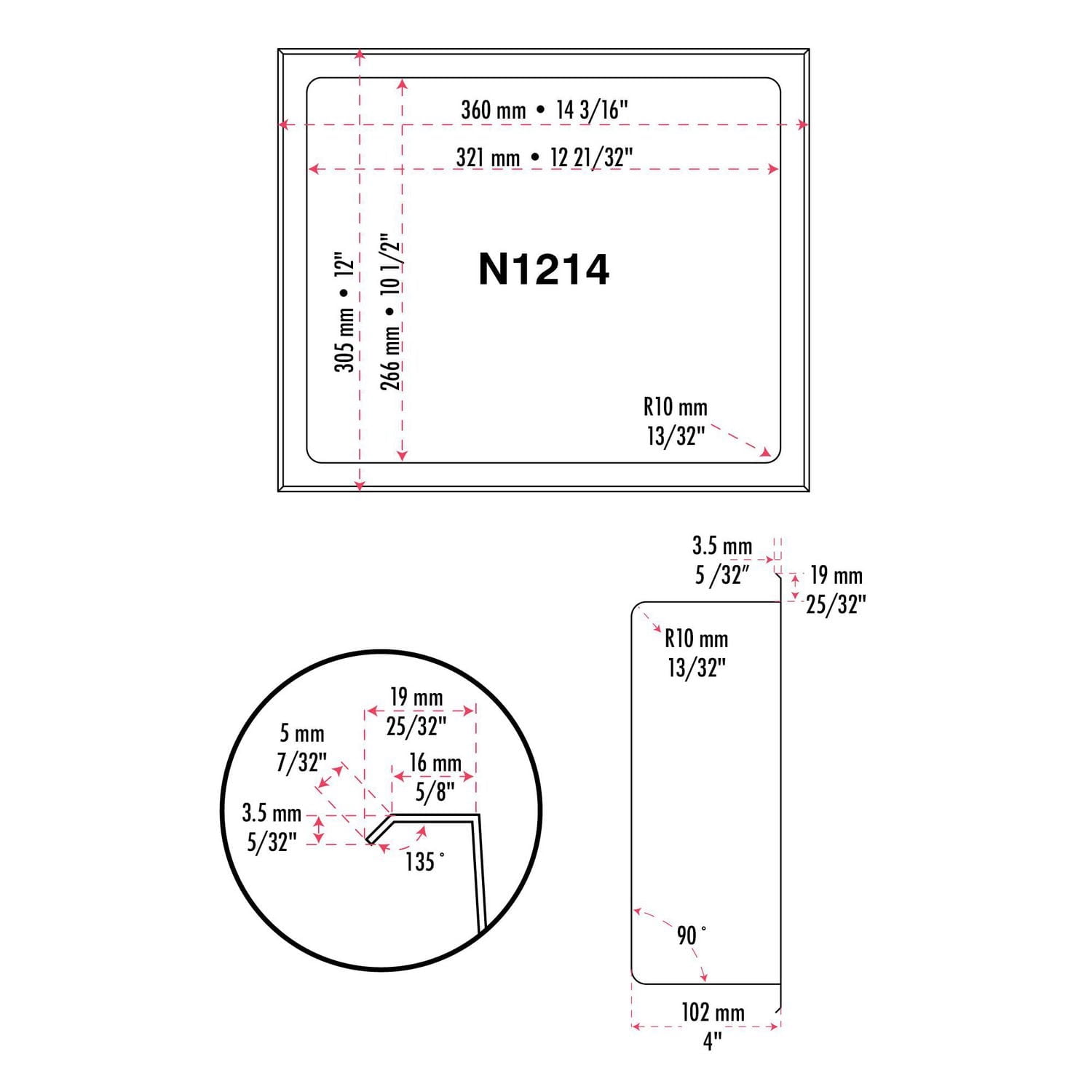 Niche de douche murale d'akuaplus® 12 po x 14 po, fait en acier inoxydable.