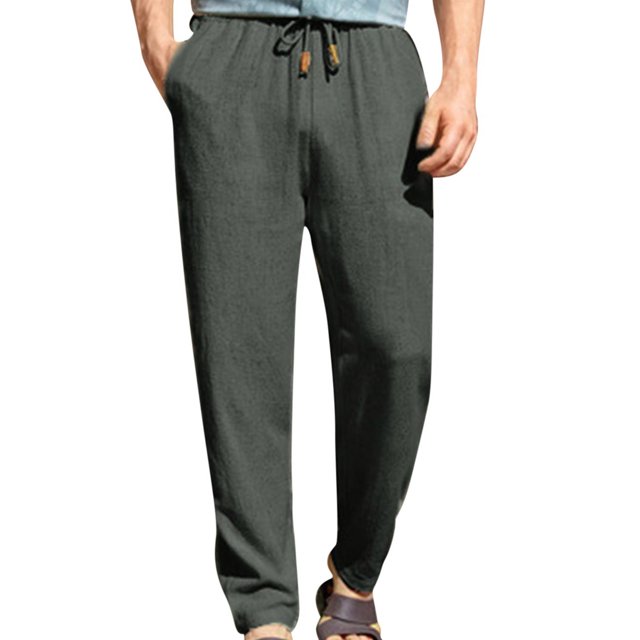 Pants for Men, Mens Fashion Drawstring Elastic Waist Solid Color Casual Length Pants