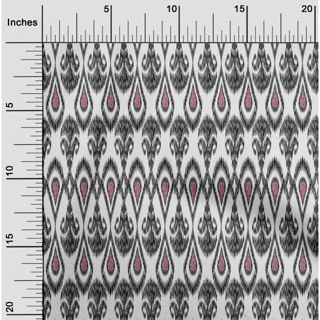 oneOone Silk Tabby Fabric Ogee Ikat Print Sewing Fabric BTY 42 Inch Wide