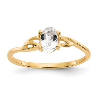 14K Yellow Gold White Topaz Birthstone Ring