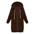 thumbnail image 2 of drppepioner Women'S Solid Color Jacket Plus Fleece Insert Pocket Hooded Zipper Mid Length Sweater, 2 of 8