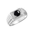 thumbnail image 4 of RYLOS Men's Ring 14K White Gold Ring, 7MM Round Shape Gemstone Designer Style Rings Cabochon Onyx October Birthstone Rings Gold Size 8, 4 of 7
