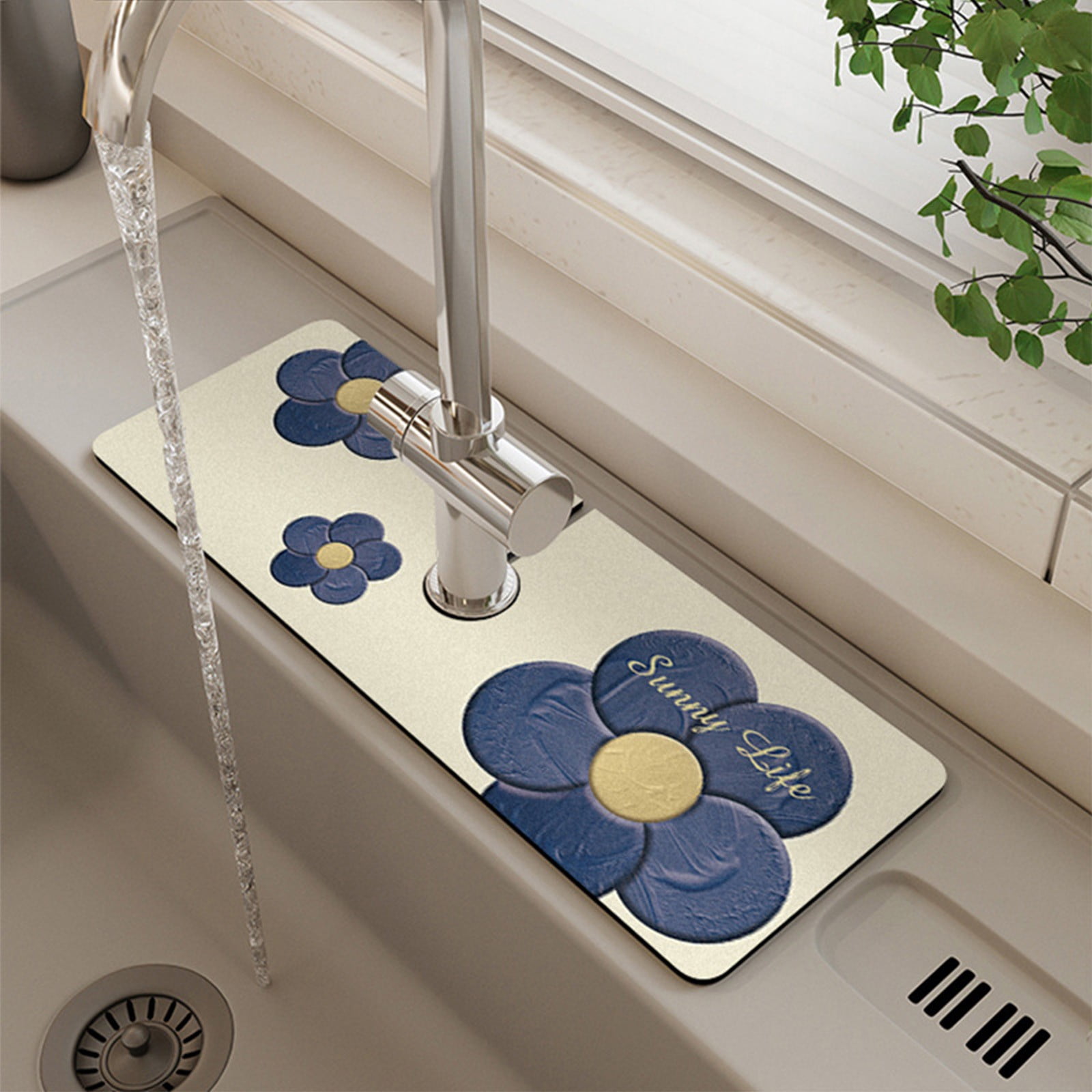 Rbaofujie Kitchen Utensil Set Sink Faucet Guard & Absorption Pad for Kitchen, Bathroom Or Laundry, Anti-Mould, Quick-Drying, Drip Mat for Sponges, Eliminates Water Marks Kitchen Utensil Set