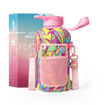 thumbnail image 1 of Bouteille d'Eau de 2,2 L d'Un Demi-Gallon avec Manchon de Rangement et Couvercle à Paille Couvert – Grand Contenant à Boisson Réutilisable Sans BPA avec Poignée - Grande Pichet de Sport, 2,2 Litres (74 Onces), 1 of 8