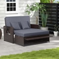 thumbnail image 1 of Costway Patio Rattan Loveseat Set Daybed Lounge Storage Ottoman Side Tables Adjust Gray, 1 of 10