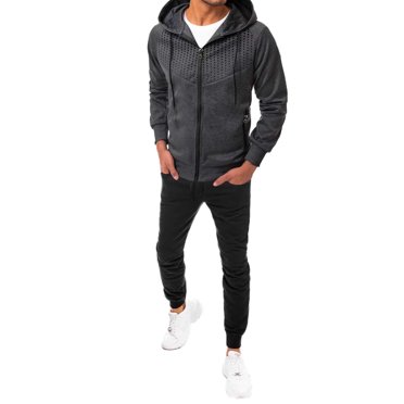 tumgatte Men's Fashion Printing Color Blocking Sports Suit Long Sleeve Hooded Coat Top Trousers Two-piece Casual Suit Wal&mart Deals