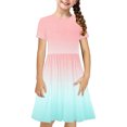 thumbnail image 2 of Soldes de Liquidation Aujourd'hui Offres Iumwxz Robe Décontractée Trapèze Robe Tunique pour Adolescentes Robe Col Rond Imprimé Dégradé Manches Courtes Robes pour Adolescentes Robe Élégante pour Fête des Fêtes 4-14a, 2 of 7