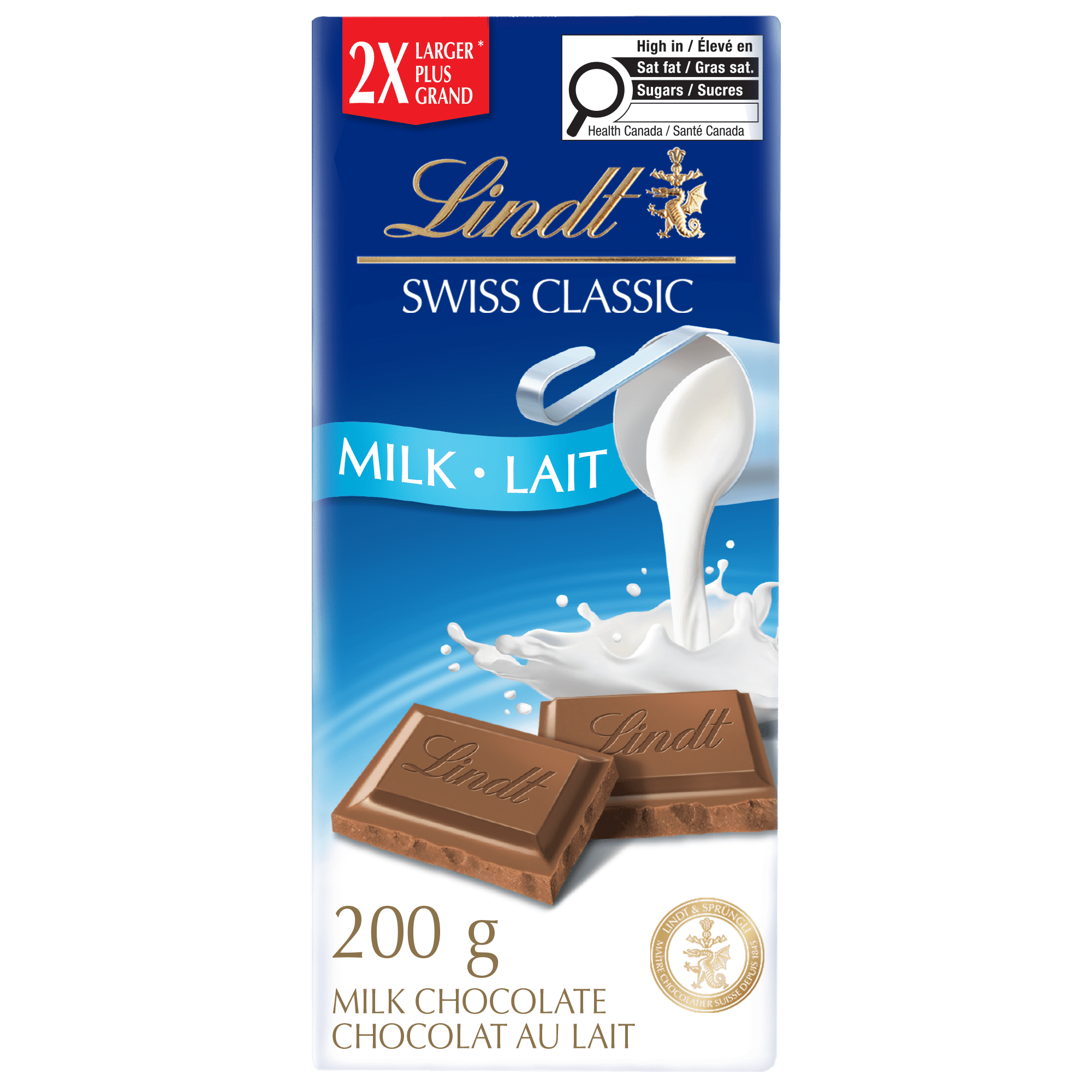 Lindt SWISS CLASSIC Milk Chocolate Bar, 200g