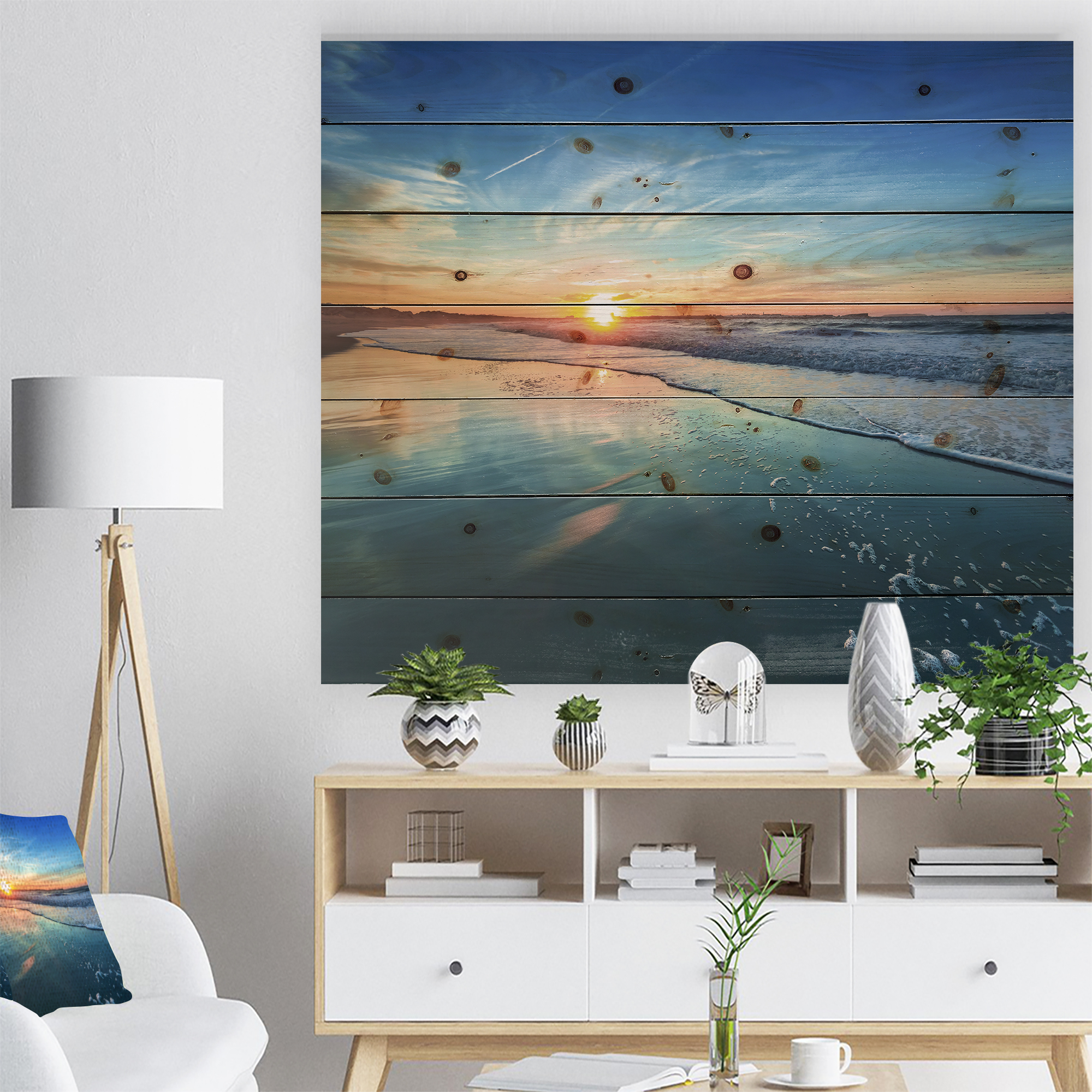 Tableau mural imprimée sur toile Design Art la mer et soleil