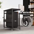 thumbnail image 3 of Adjustable Computer Tower Stand with Storage Rack 2-Tier Rolling CPU Holder Cart with Locking Wheels for Home Office Gaming Black, 3 of 8