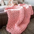 thumbnail image 1 of Chunky Knit Blanket Merino Wool Hand Made Throw Boho Bedroom Home Decor Giant Yarn, 1 of 2
