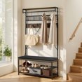 thumbnail image 1 of VEVOR Hall Tree, 72 in Coat Rack with Shoe Bench, 2-Tier Freestanding Shoe Rack Storage Organizer with Hooks, Hanging Rod and Wire Shelf, Steel Frame Entrance Coat Holder for Entry, Bedroom, Closet, 1 of 9