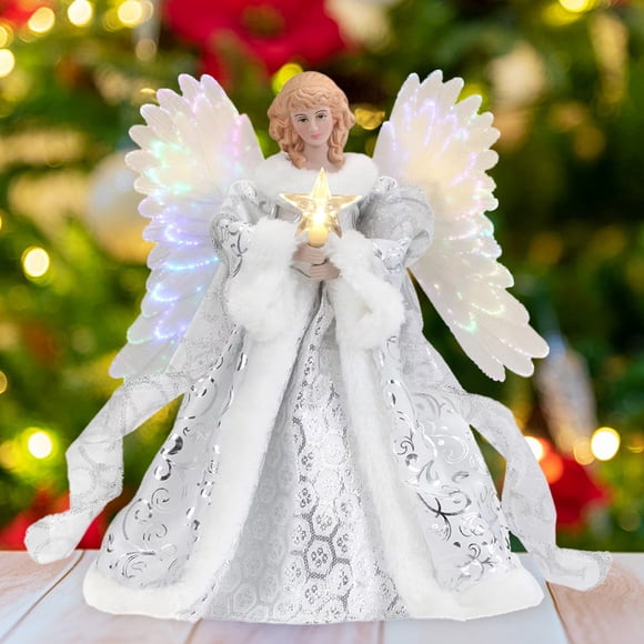 Huadaliy Angel Xmas Tree Topper with Lights for Indoor Office Tree Decoration (Gold)