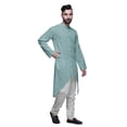 thumbnail image 2 of Atasi Button Down Asymmetrical Kurta For Men Printed Mandarin Long Sleeve Shirt, 2 of 5