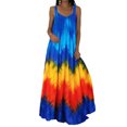 thumbnail image 1 of Innerwin Robe d'Été de Plage, Imprimé Floral, Robe Maxi pour Femmes, Vacances, Teinture sur Nœuds, Ligne A, Longue, Colorée, 3TG, 1 of 2