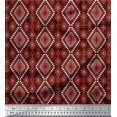 thumbnail image 1 of Soimoi Red Viscose Chiffon Fabric Diamond & Triangle Geometric Decor Fabric Printed Yard 42 Inch Wide, 1 of 2