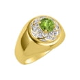 thumbnail image 3 of RYLOS Men's Rings Yellow Gold Plated Silver Designer Gypsy 7MM Round Gemstone & Diamond Ring Peridot August  Size 13, 3 of 6