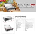 thumbnail image 2 of Ensemble de 4 Chafers Chafing Dish 9 L/8 Q Poêles en Acier Inoxydable Traiteur Format Double, 2 of 8