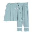 thumbnail image 1 of REDHOTYPE Nouveaux Pyjamas en Coton Doux pour Femmes 2 Pcs Grande Taille 3TG Simple Manches Longues Décontracté, 1 of 2